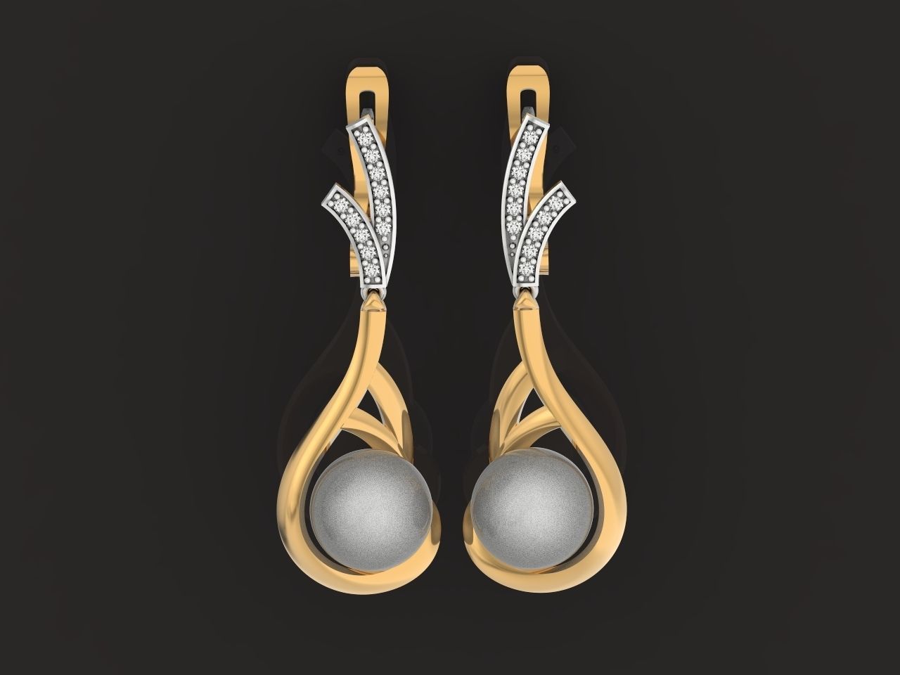 elegant earrings with pearls and stones 3D print model_18