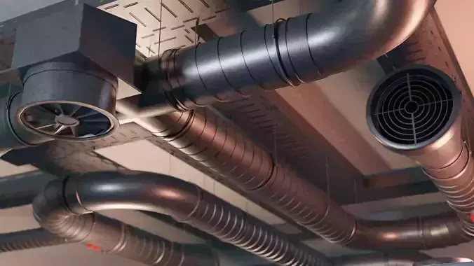 Ventilation System Asset Kit 61 Models underground and ceilings Low-poly 3D model