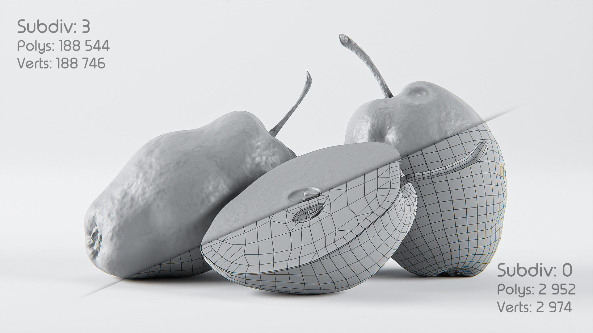 Pear set 01 Low-poly 3D model_1