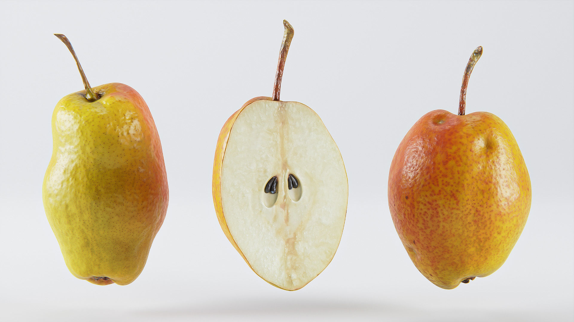 Pear set 01 Low-poly 3D model_2