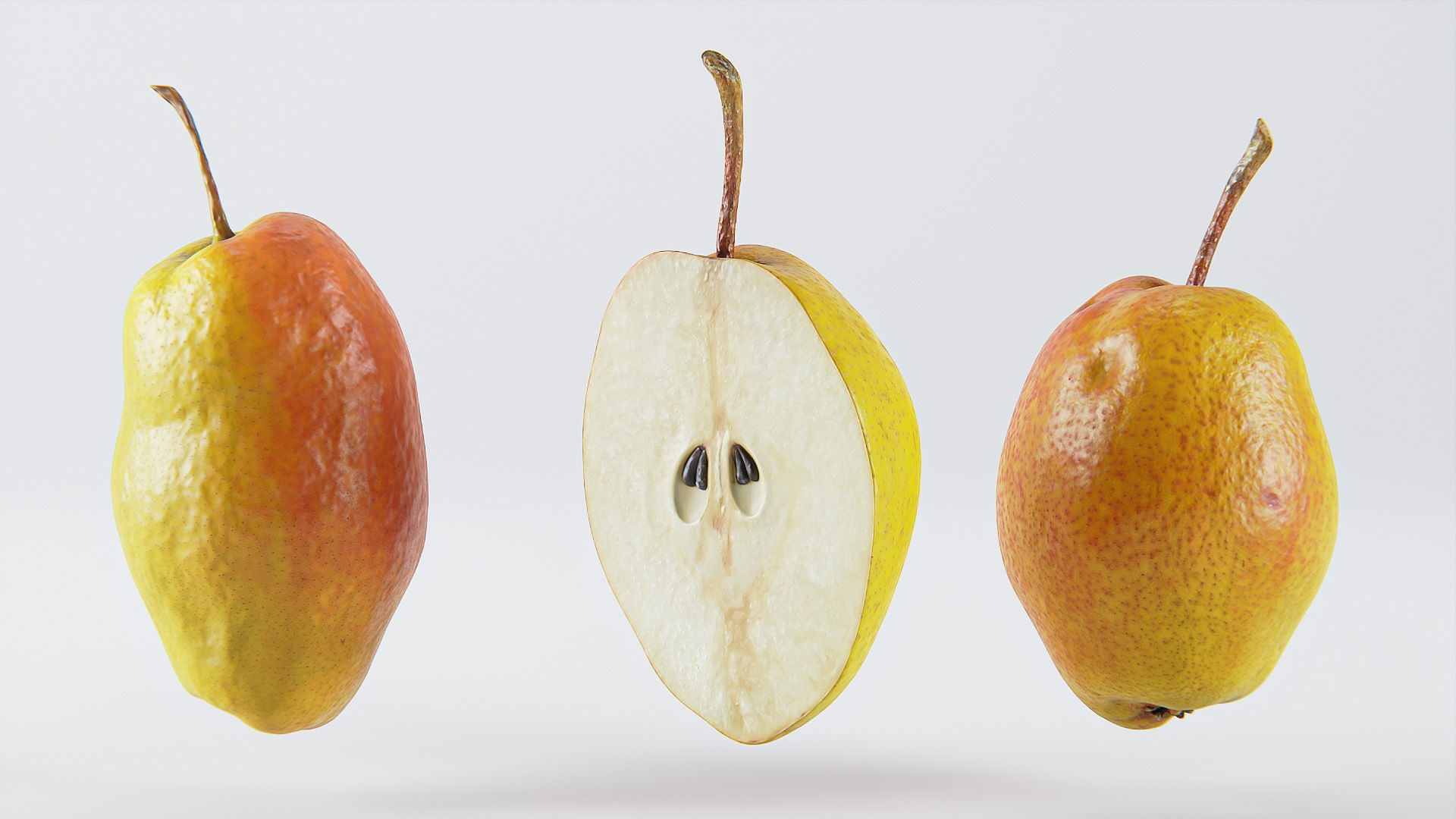 Pear set 01 Low-poly 3D model_7