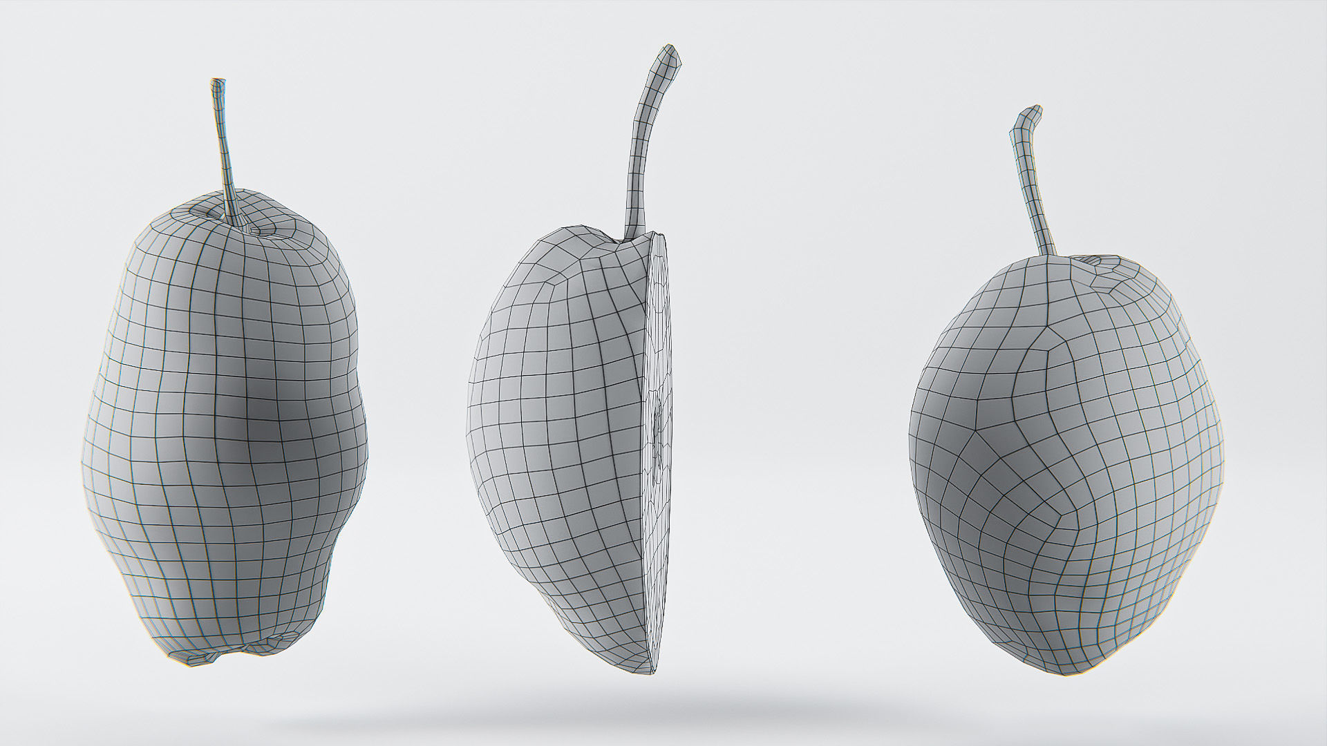 Pear set 01 Low-poly 3D model_9