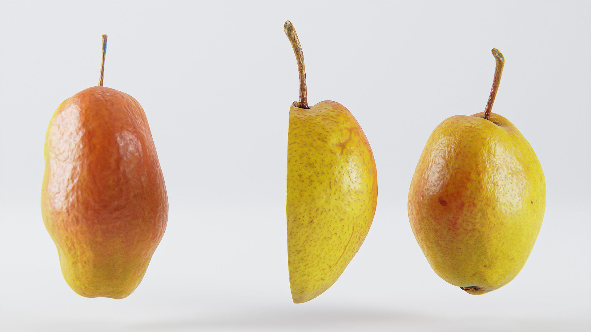 Pear set 01 Low-poly 3D model_6