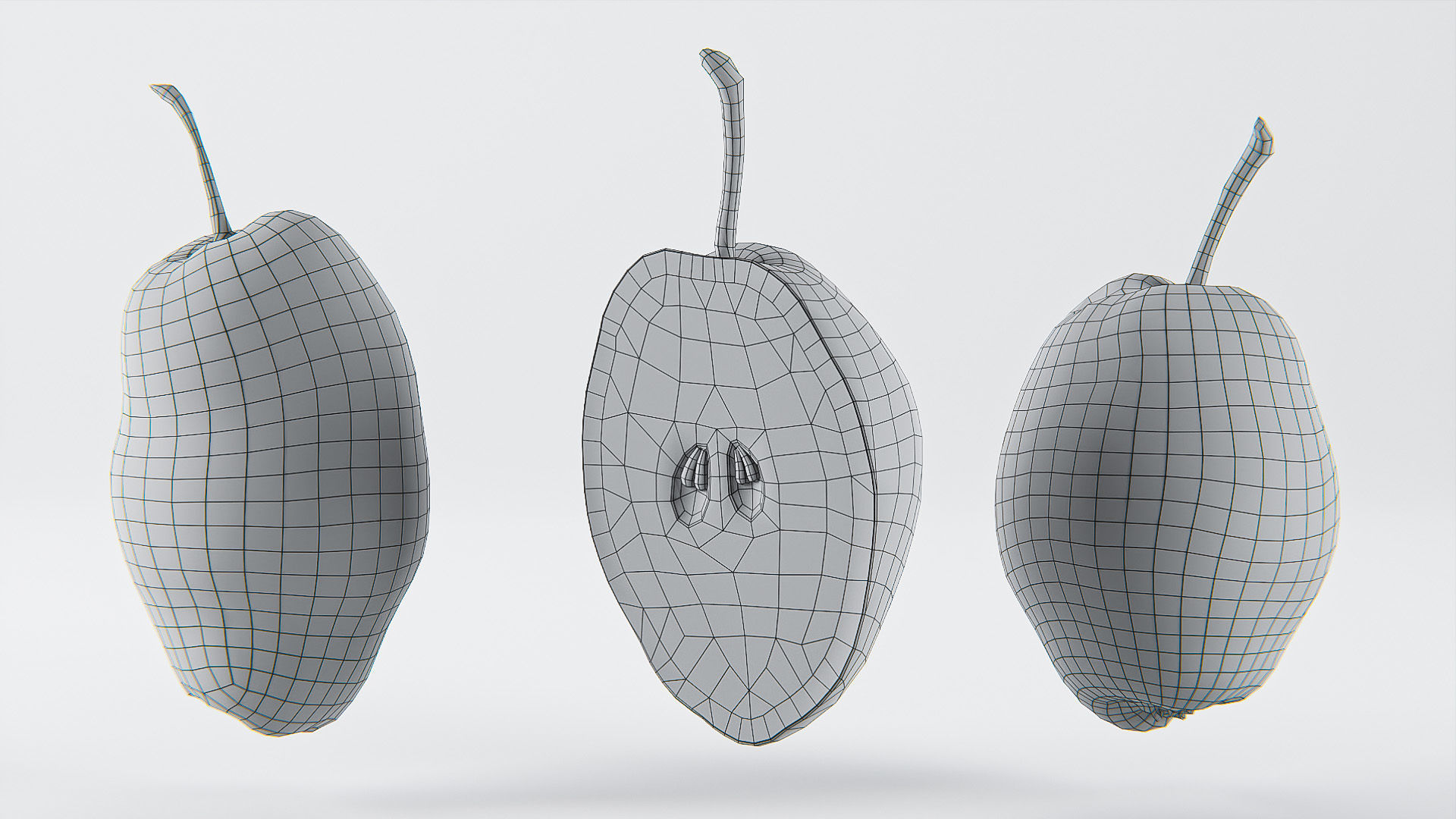 Pear set 01 Low-poly 3D model_13