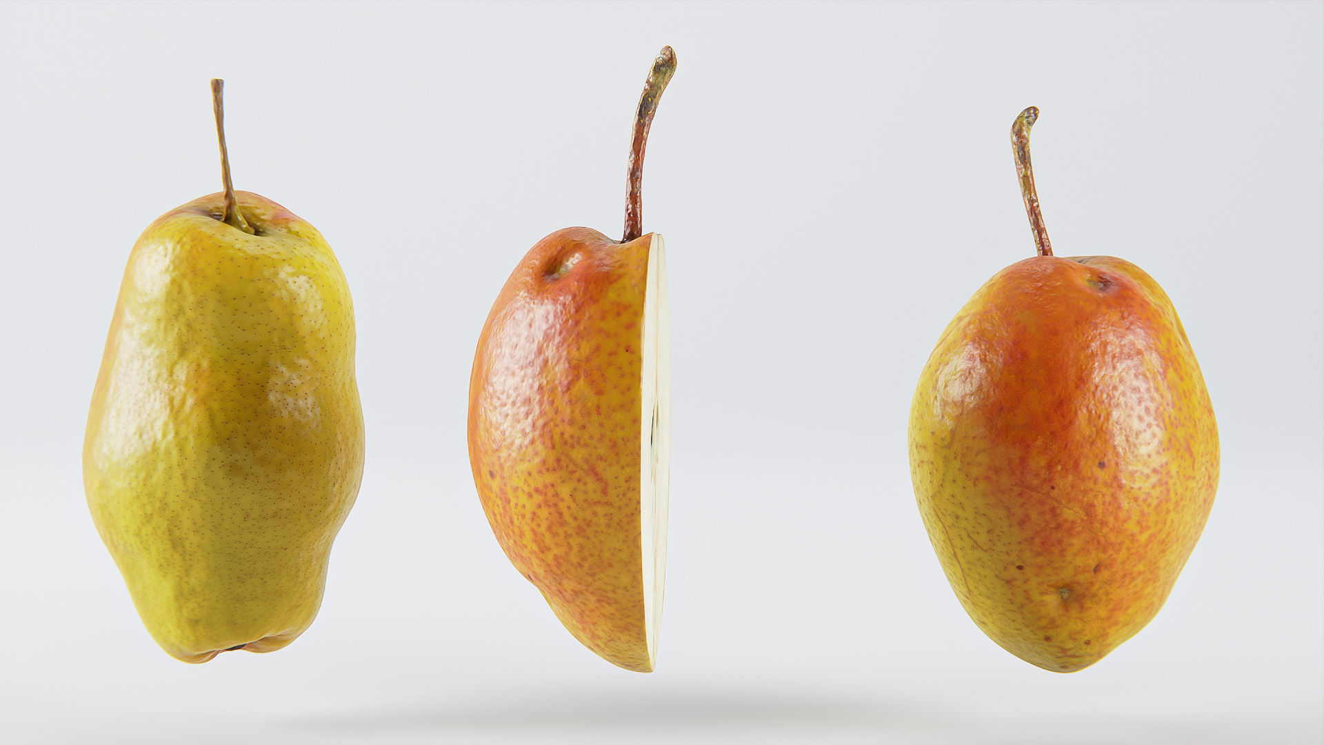 Pear set 01 Low-poly 3D model_3