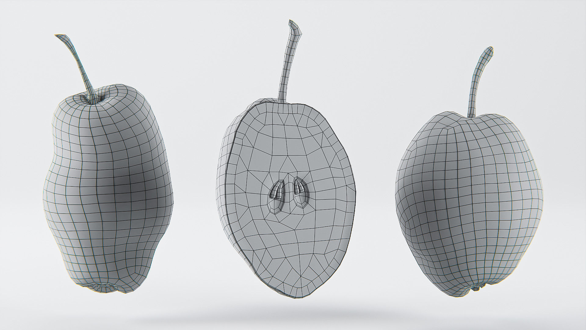 Pear set 01 Low-poly 3D model_8
