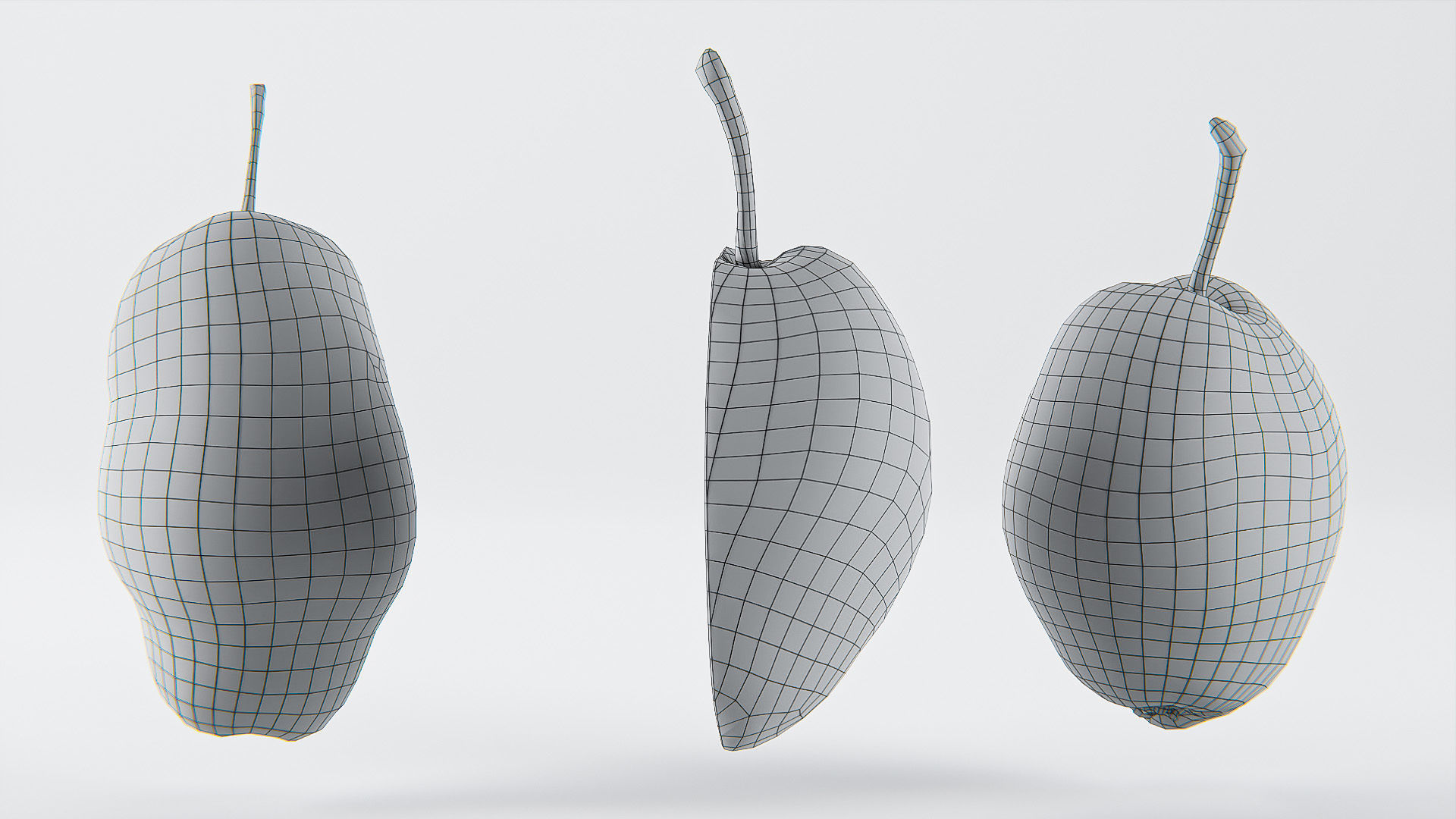 Pear set 01 Low-poly 3D model_12