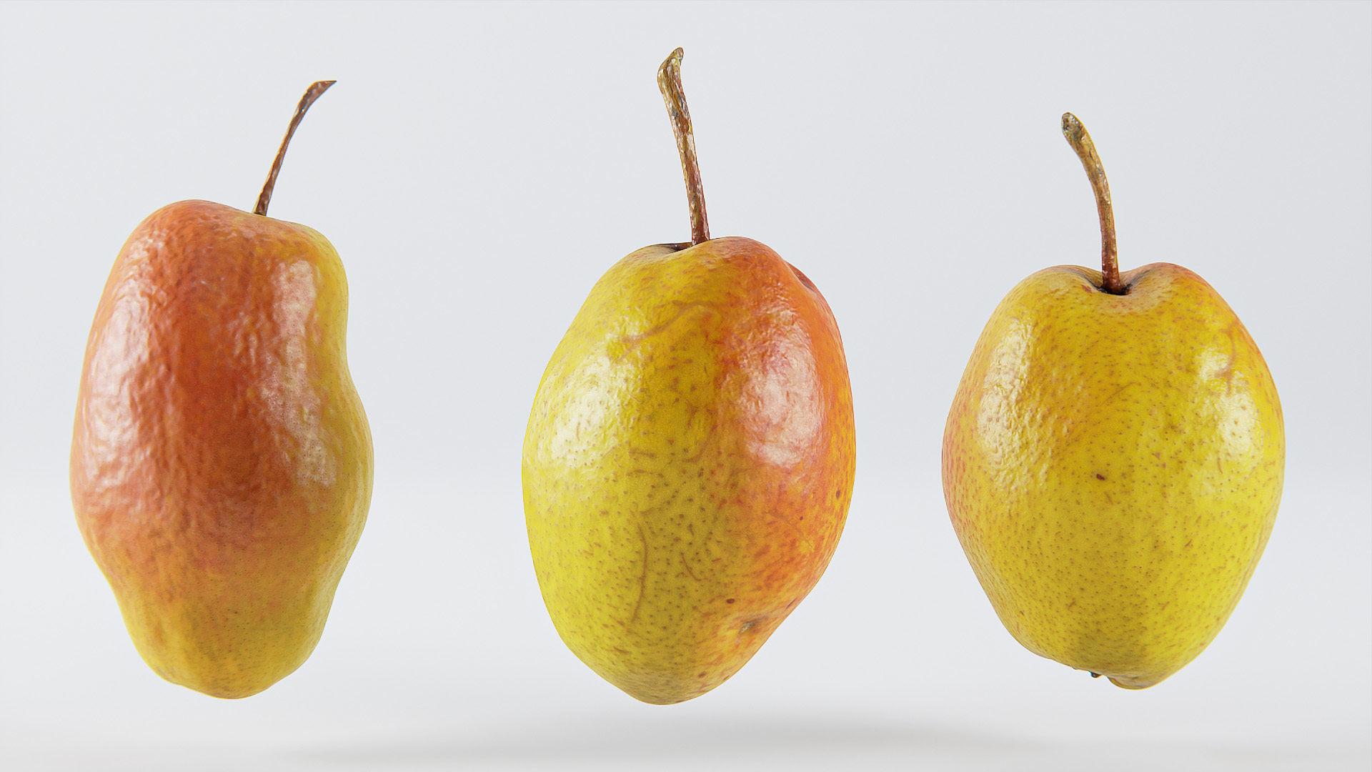 Pear set 01 Low-poly 3D model_5
