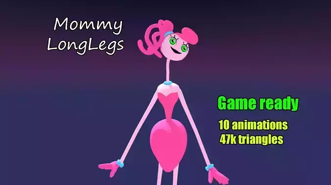 Mommy long legs Game Ready Low-poly 3D model