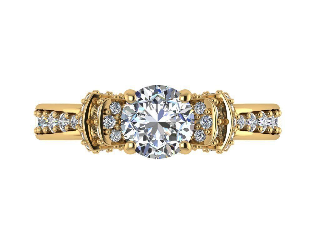 Ring231 gold engagement ring with diamonds 3D print model_1
