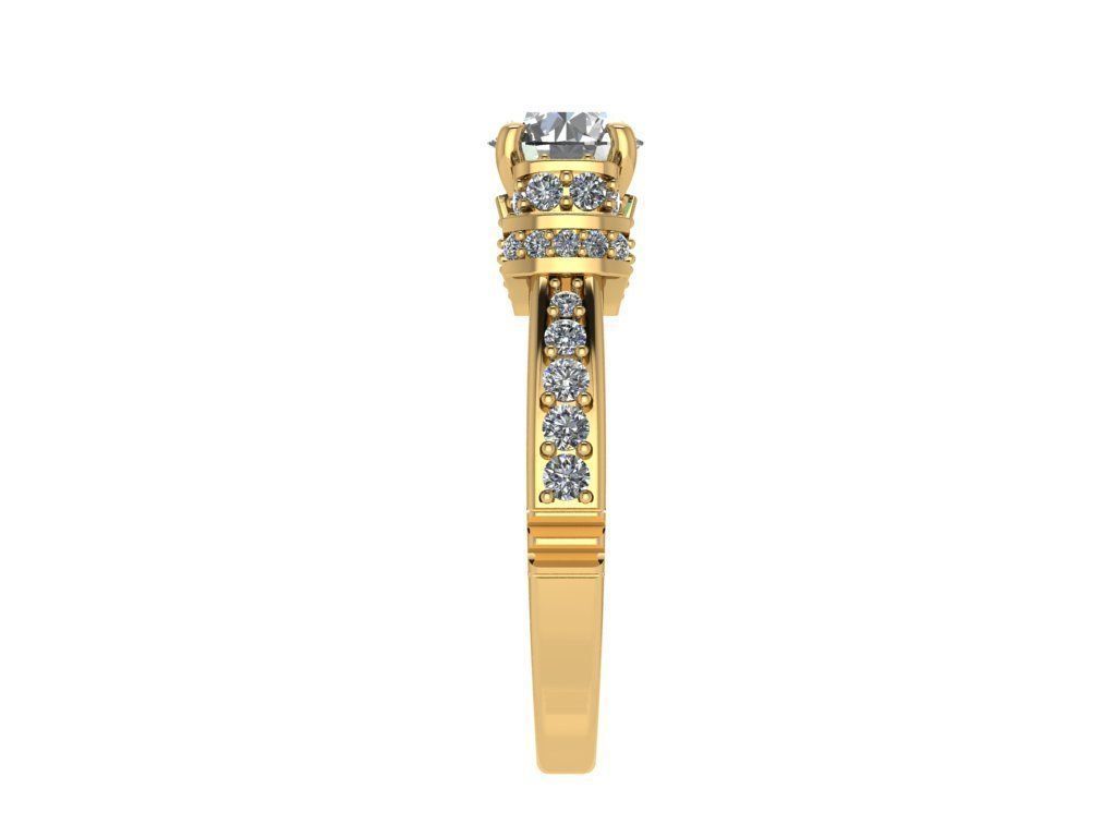 Ring231 gold engagement ring with diamonds 3D print model_3