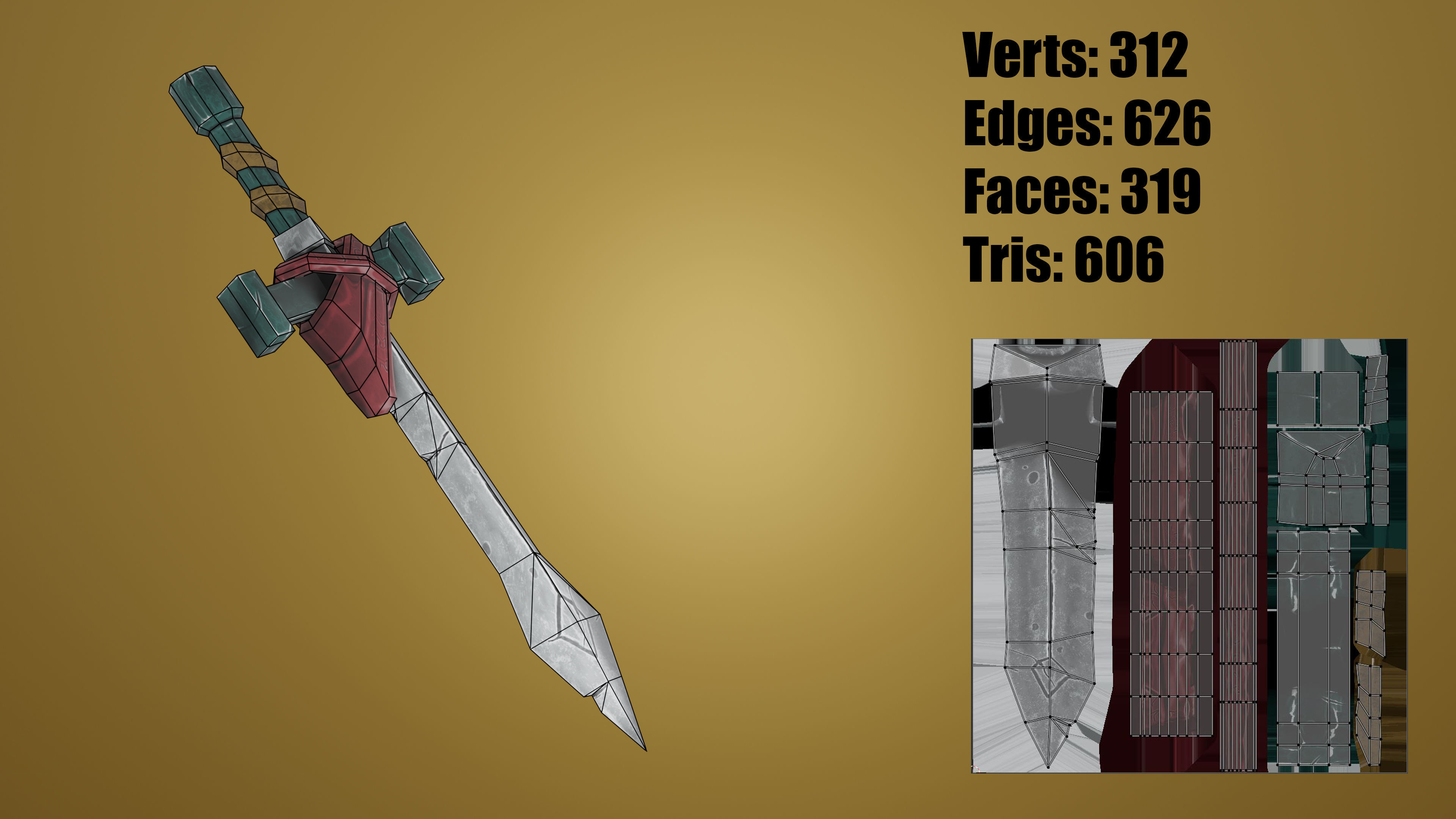 Stylized Handpainted Sword x 3 Free low-poly 3D model_3