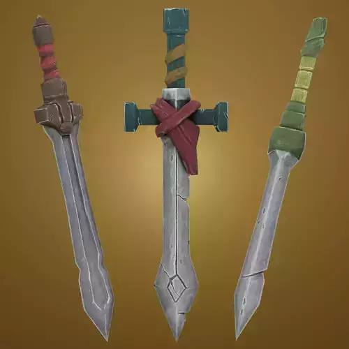 Stylized Handpainted Sword x 3