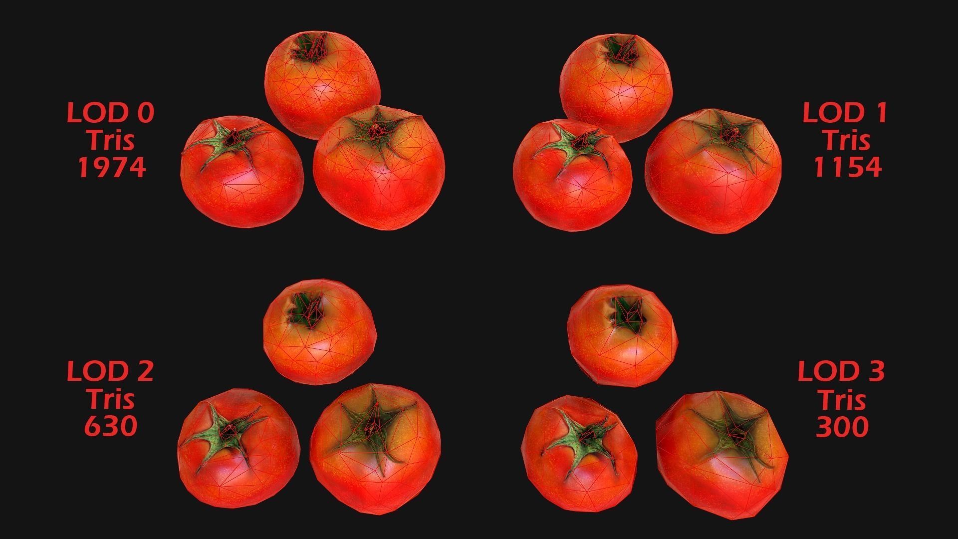 Tomatoes mango Low-poly 3D model_2