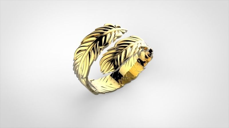 Adjustable Feather Ring Print Ready 3D print model_2