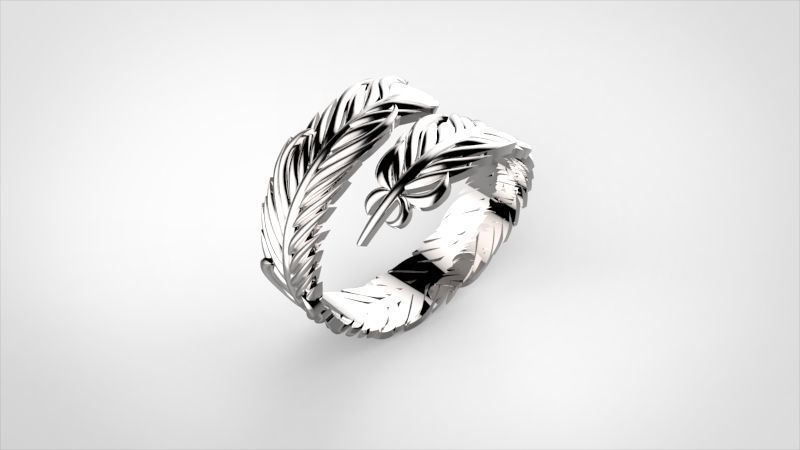 Adjustable Feather Ring Print Ready 3D print model_4