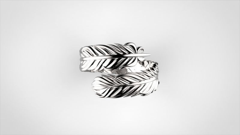 Adjustable Feather Ring Print Ready 3D print model_5