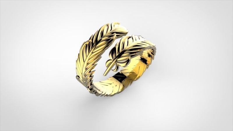 Adjustable Feather Ring Print Ready 3D print model_1