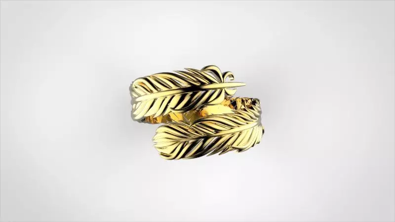 Adjustable Feather Ring Print Ready 3D print model_0
