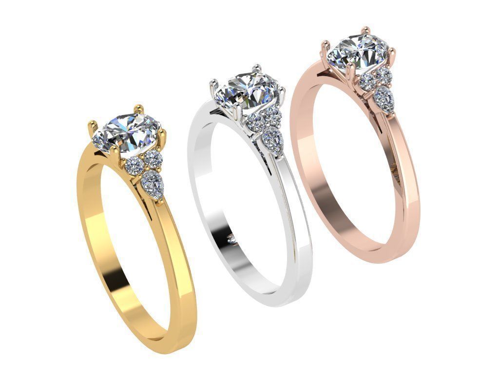 Ring232 oval diamond engagement ring gold 3D print model_4