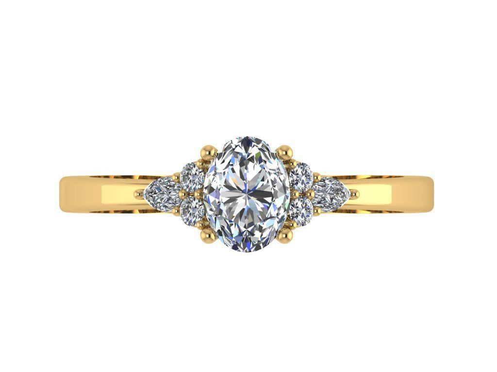 Ring232 oval diamond engagement ring gold 3D print model_1