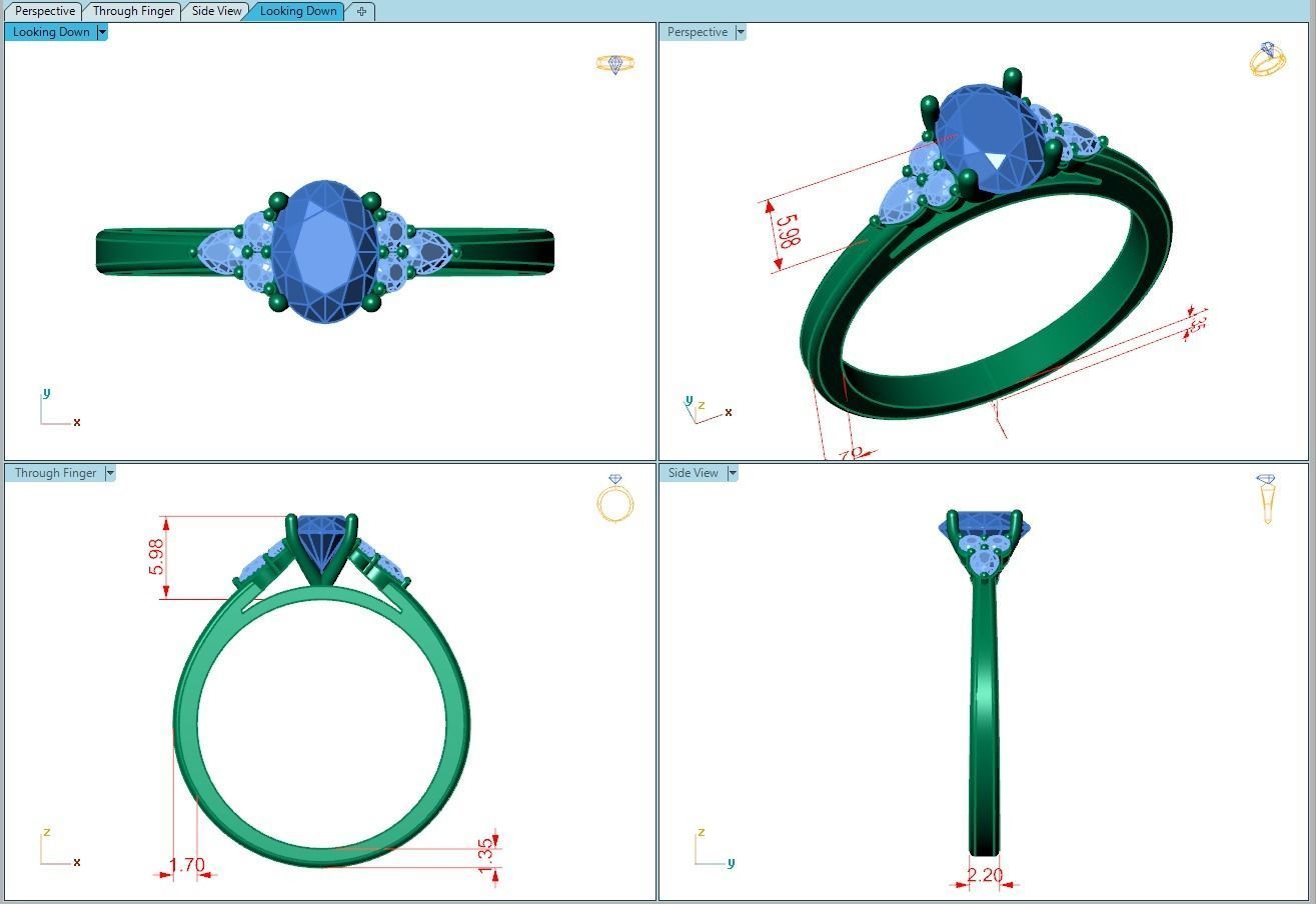 Ring232 oval diamond engagement ring gold 3D print model_5