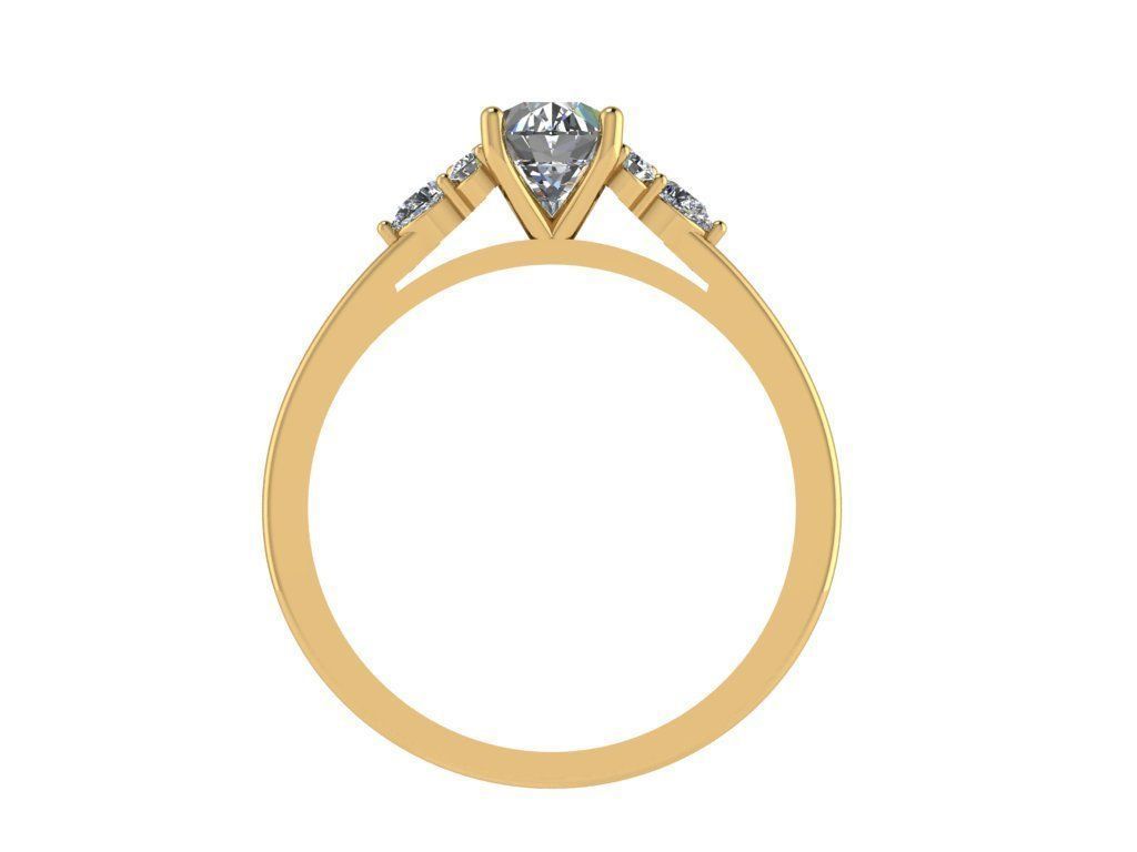 Ring232 oval diamond engagement ring gold 3D print model_2