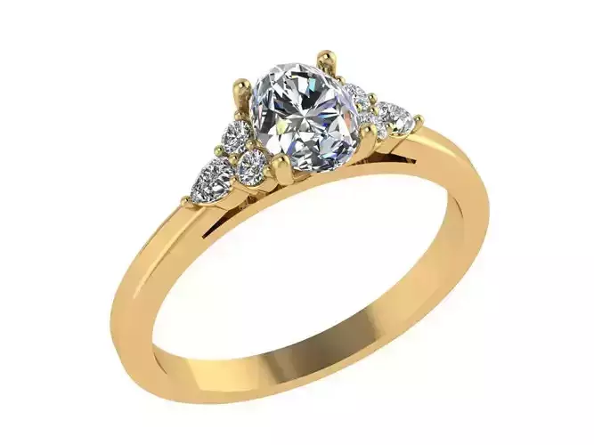 Ring232 oval diamond engagement ring gold