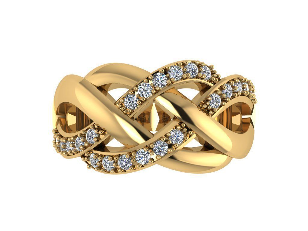 Ring234 infinity ring with diamonds 3D print model_1