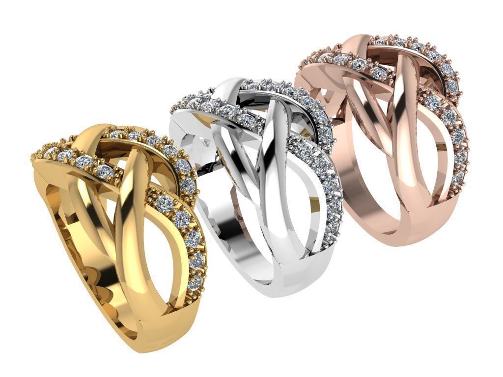 Ring234 infinity ring with diamonds 3D print model_4