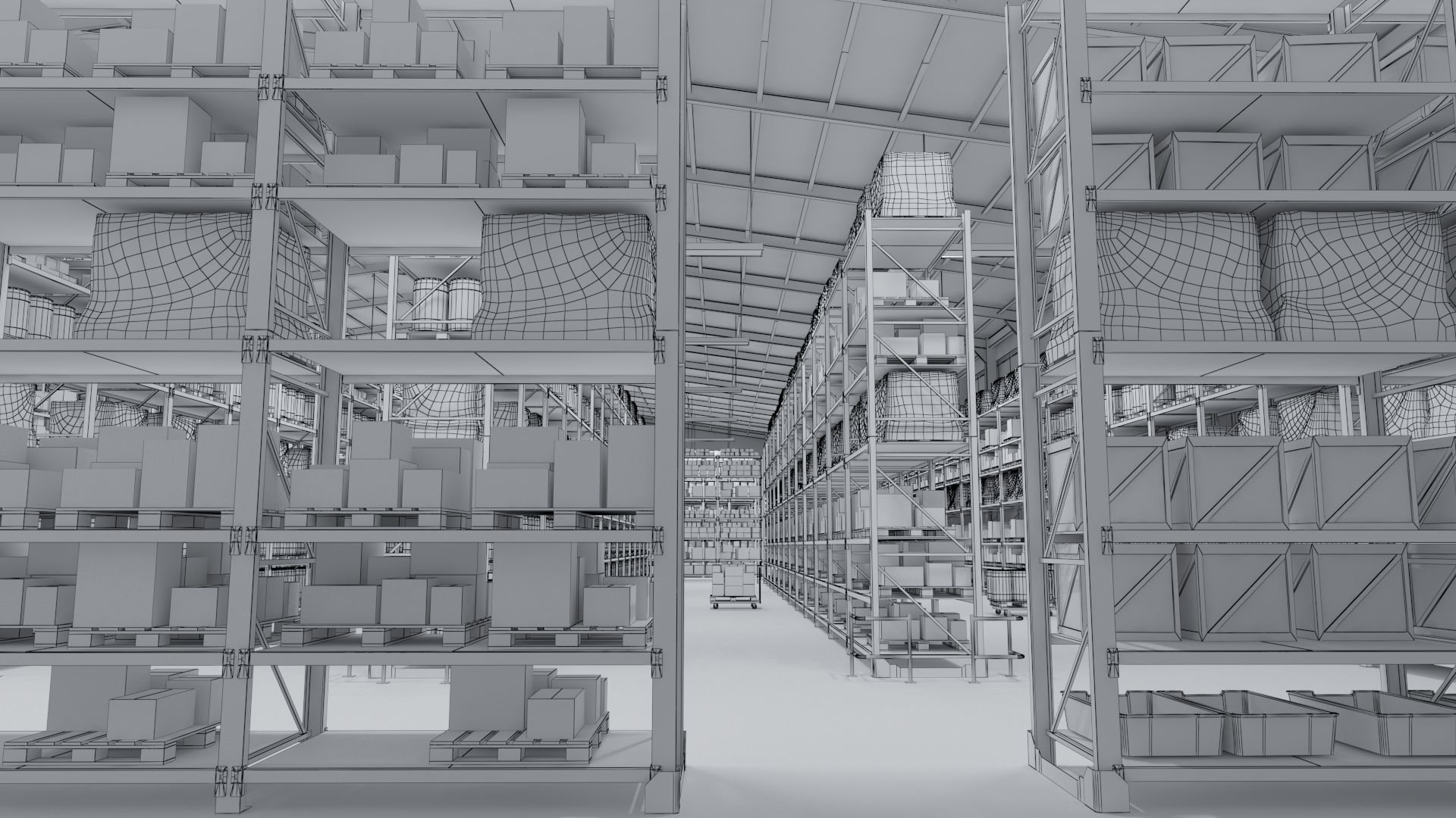 Warehouse Low-poly 3D model_3