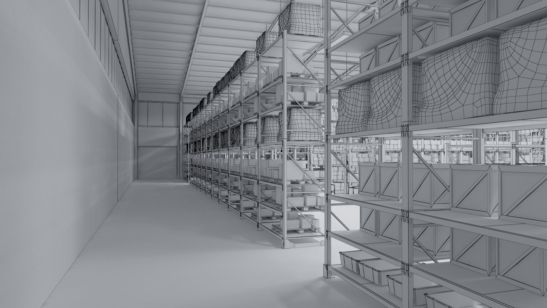 Warehouse Low-poly 3D model_5