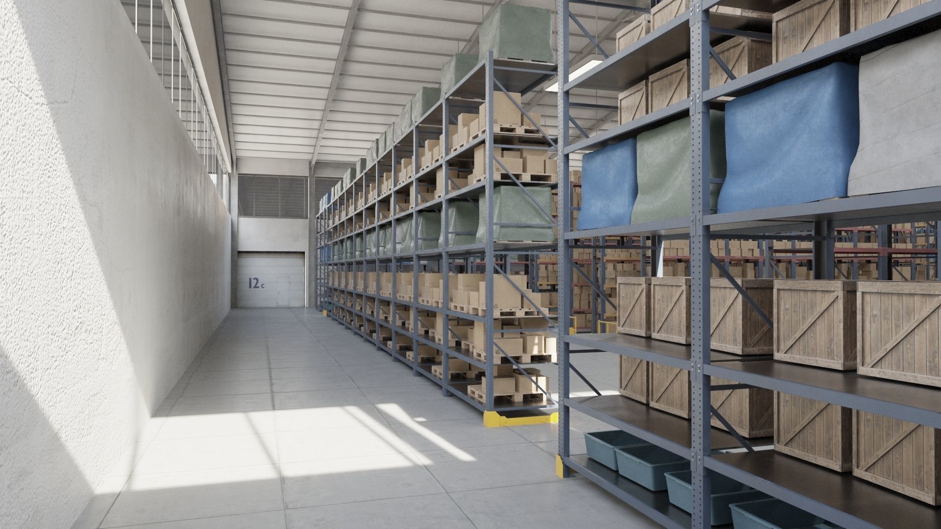 Warehouse Low-poly 3D model_4