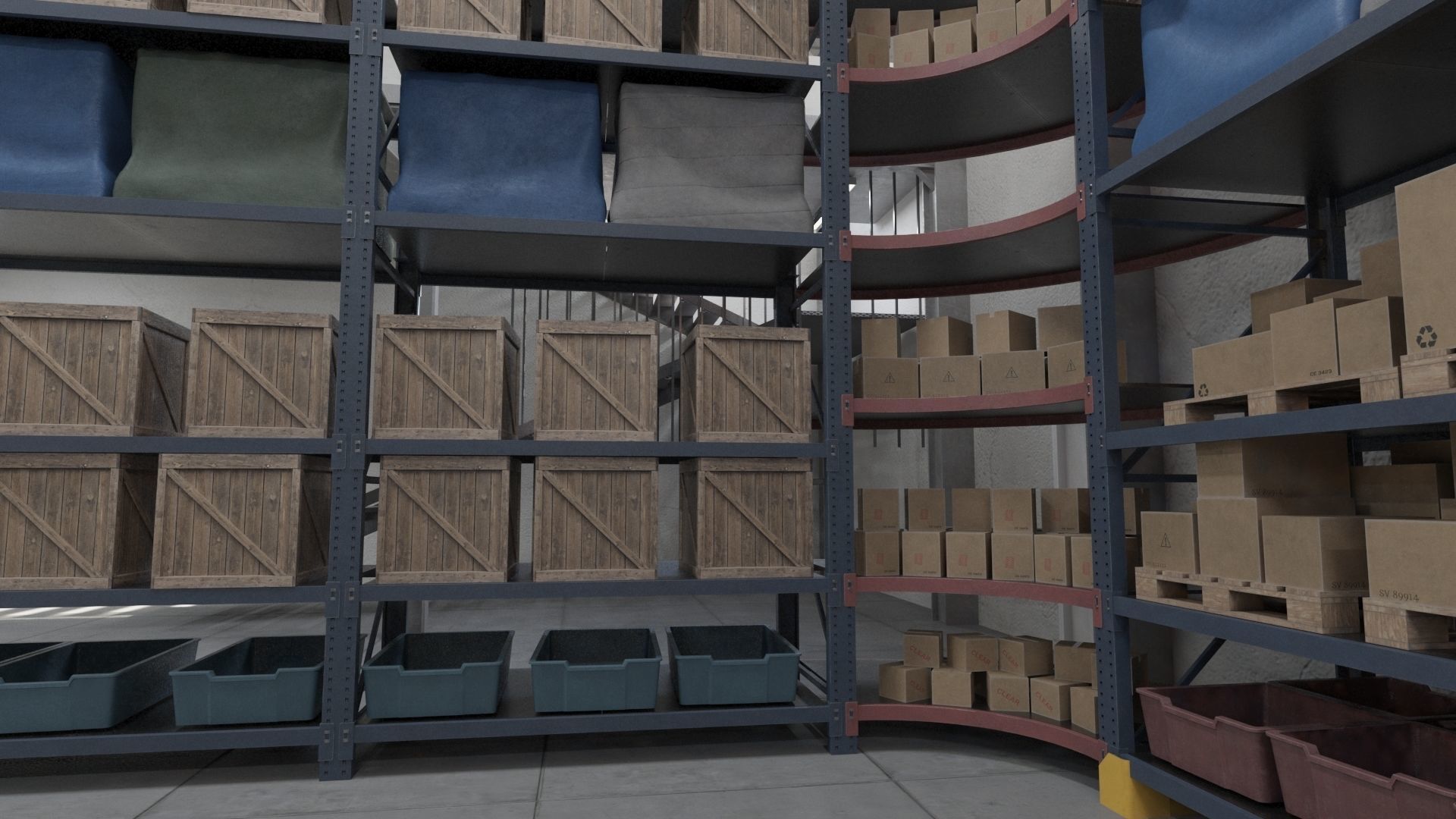 Warehouse Low-poly 3D model_12