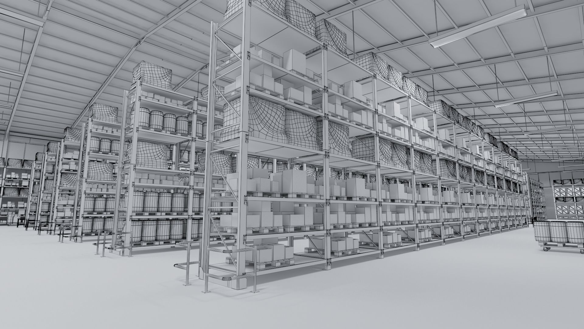 Warehouse Low-poly 3D model_1