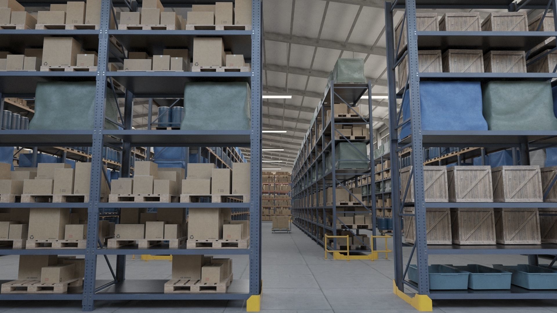 Warehouse Low-poly 3D model_2