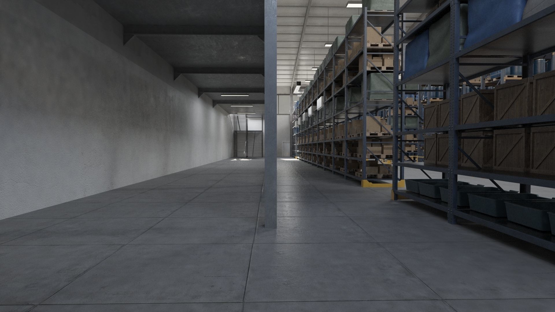 Warehouse Low-poly 3D model_14