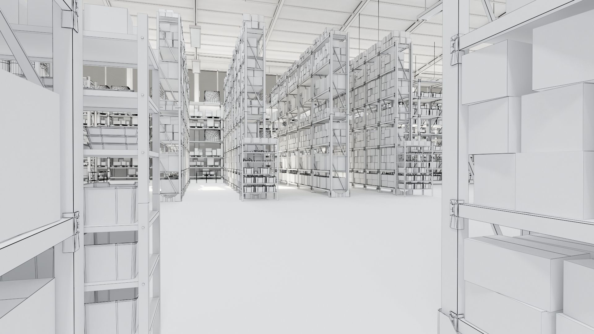 Warehouse Low-poly 3D model_9