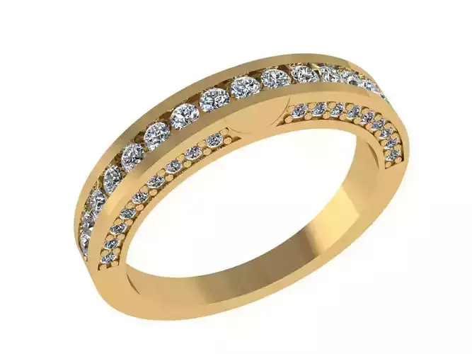 Ring235 gold wedding band with diamonds