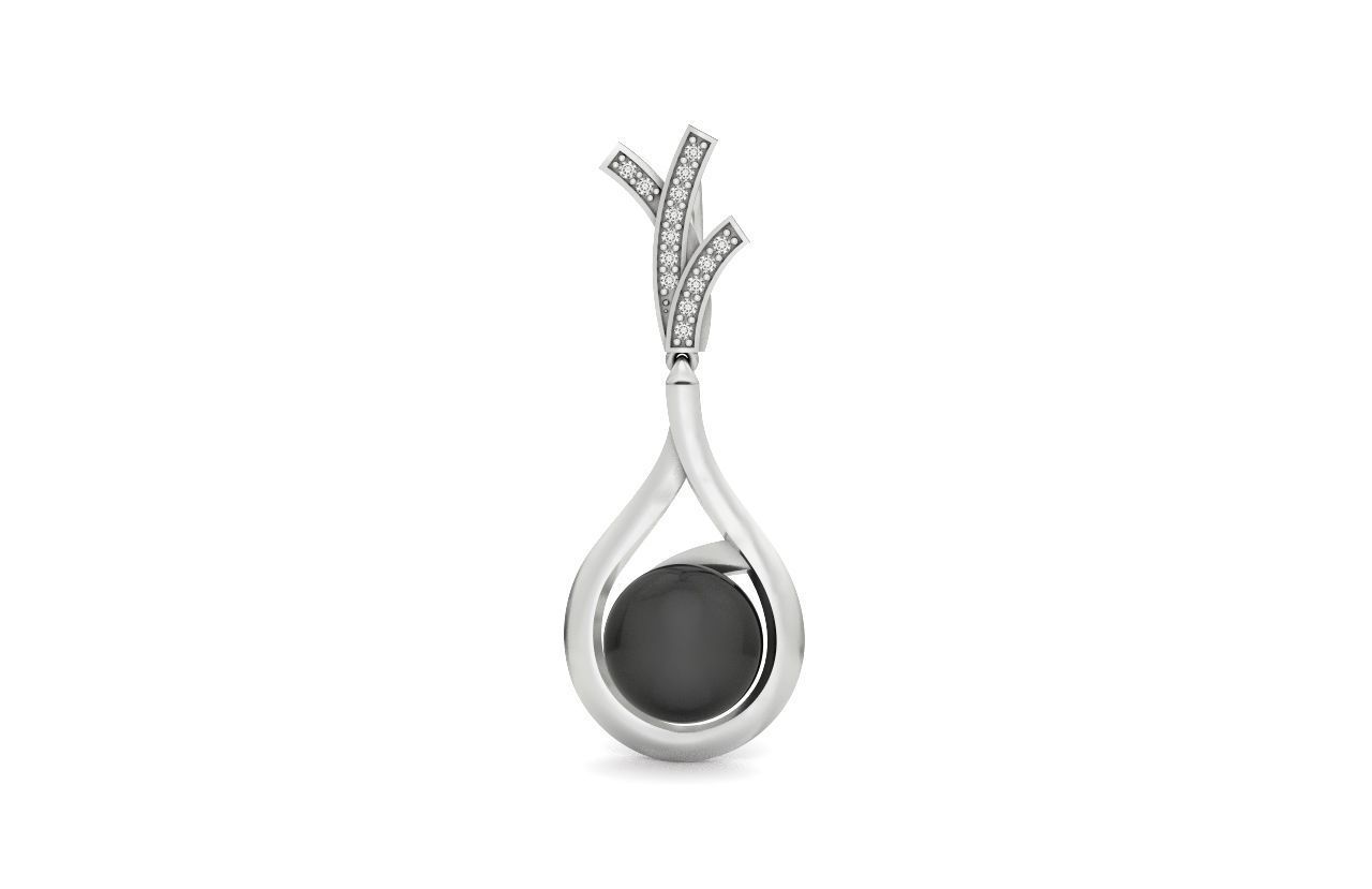 elegant set of earrings and pendant with pearls and stones 3D Model Collection_20