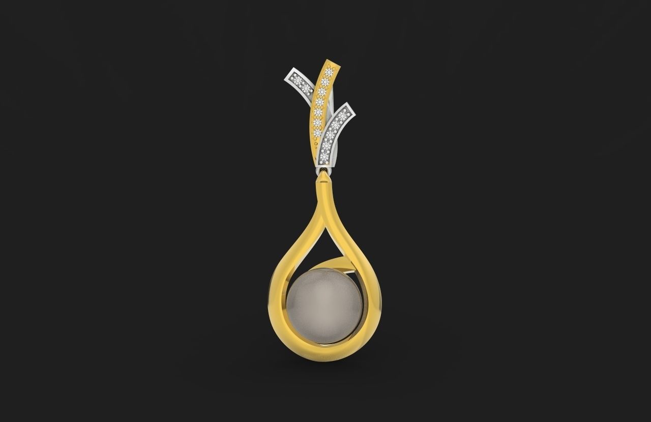 elegant set of earrings and pendant with pearls and stones 3D Model Collection_41