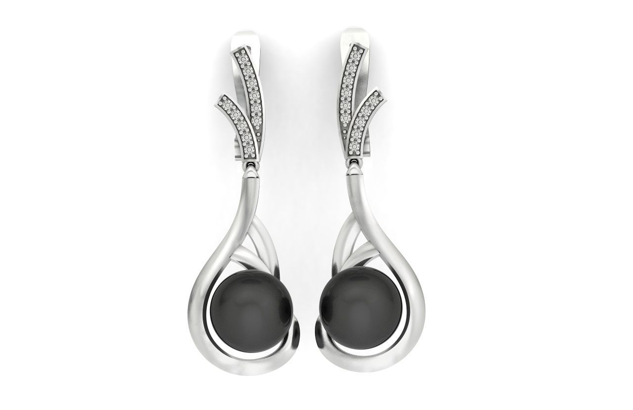 elegant set of earrings and pendant with pearls and stones 3D Model Collection_44