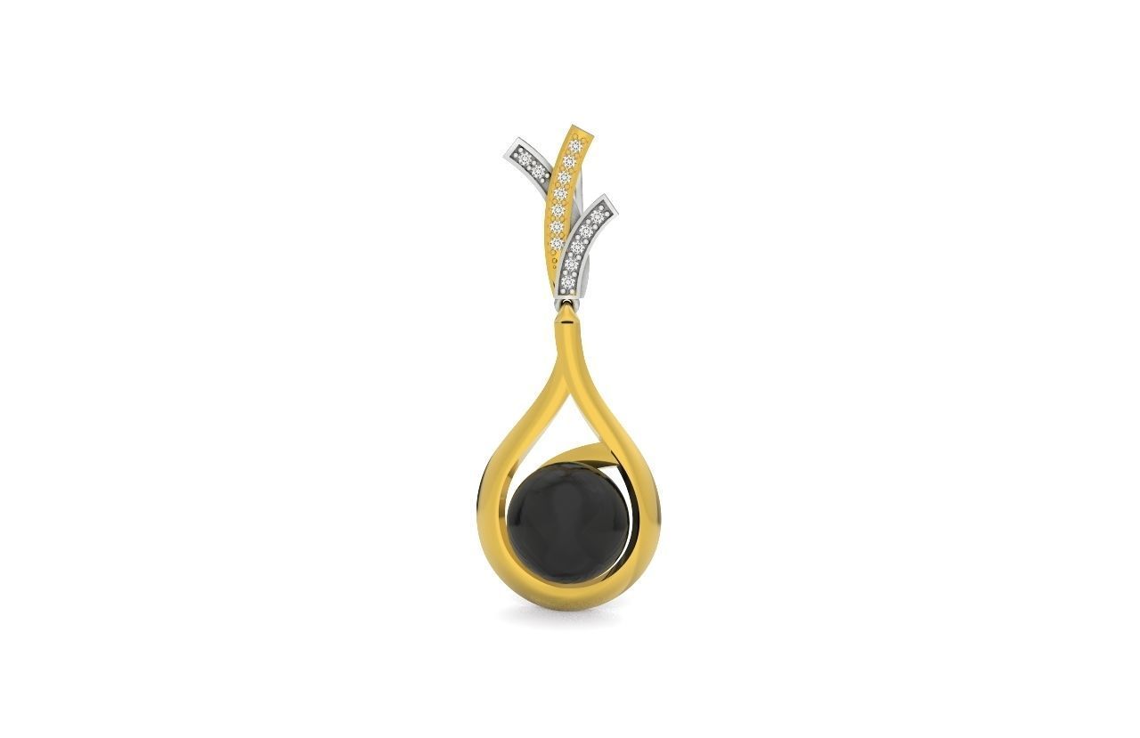 elegant set of earrings and pendant with pearls and stones 3D Model Collection_5