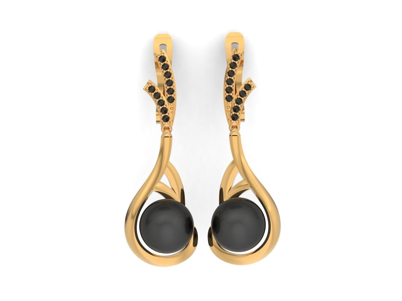 elegant set of earrings and pendant with pearls and stones 3D Model Collection_49
