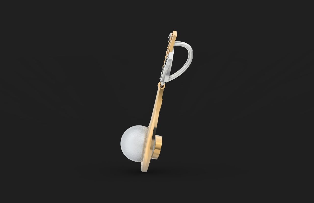 elegant set of earrings and pendant with pearls and stones 3D Model Collection_11