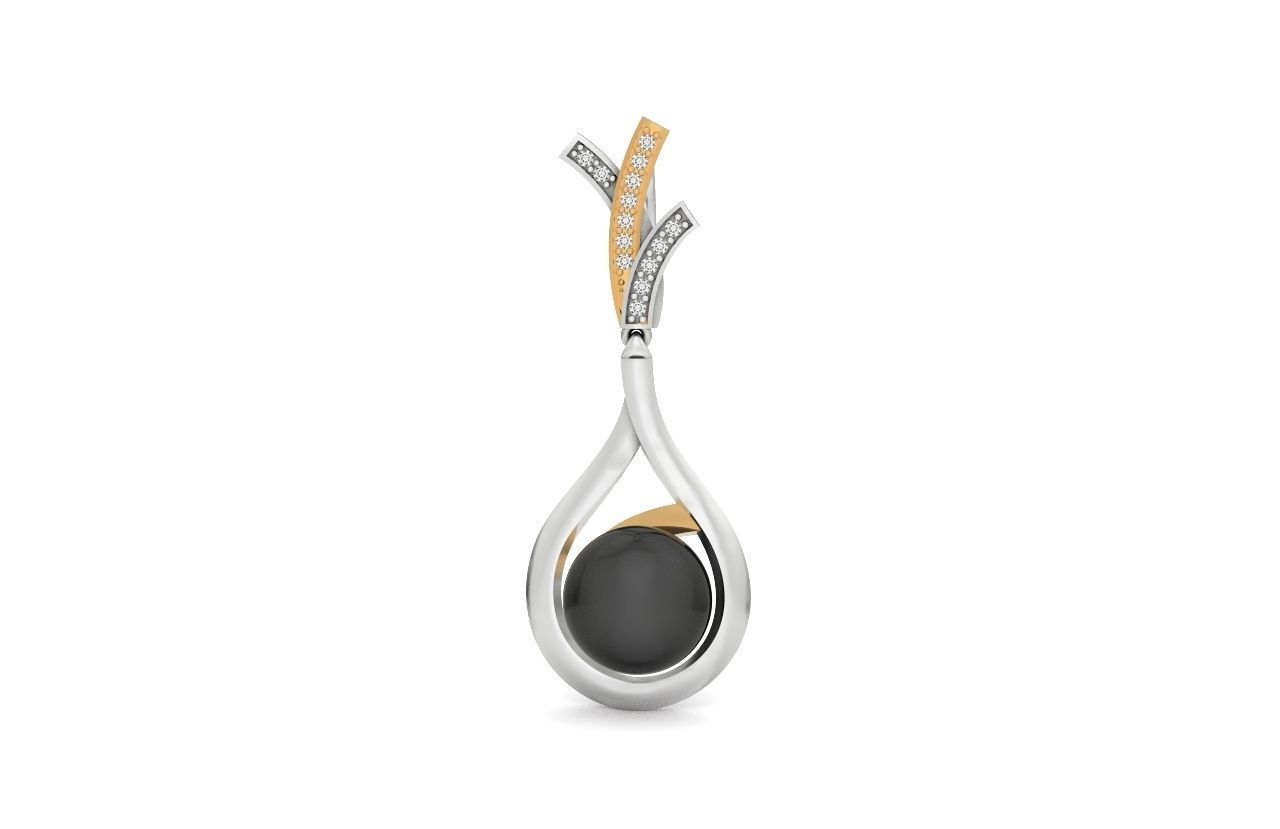 elegant set of earrings and pendant with pearls and stones 3D Model Collection_24