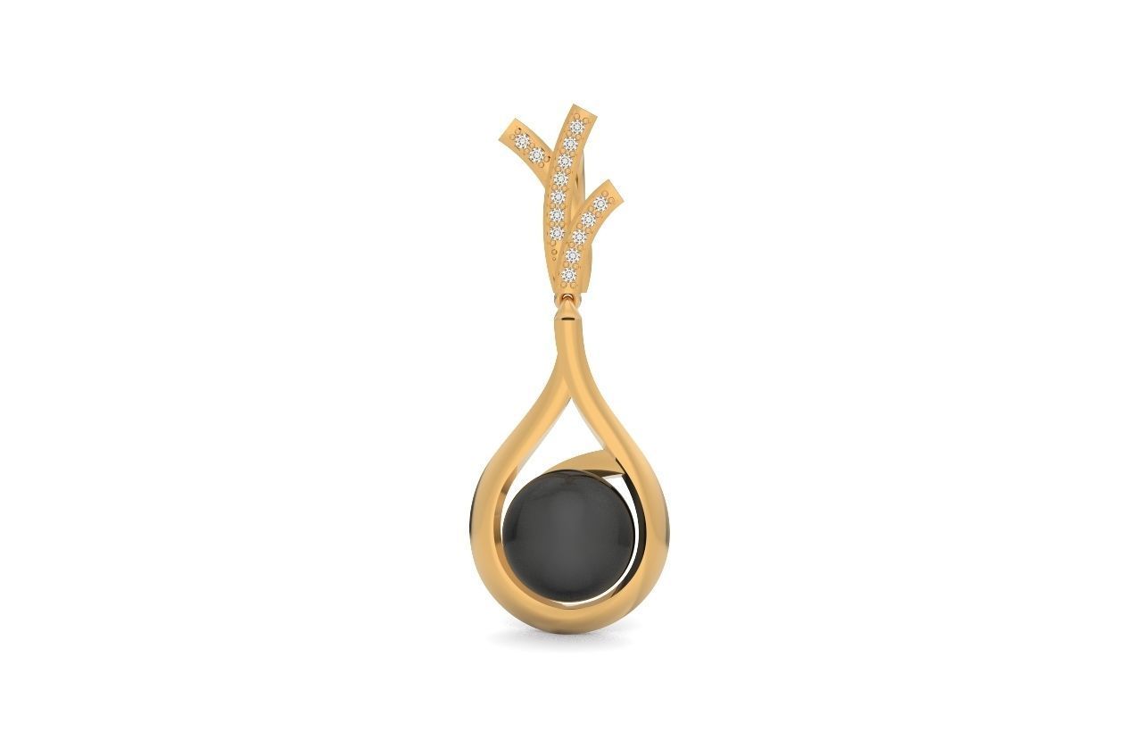 elegant set of earrings and pendant with pearls and stones 3D Model Collection_36