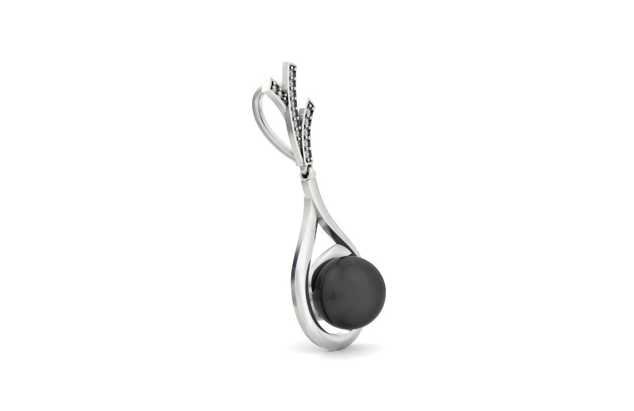 elegant set of earrings and pendant with pearls and stones 3D Model Collection_12
