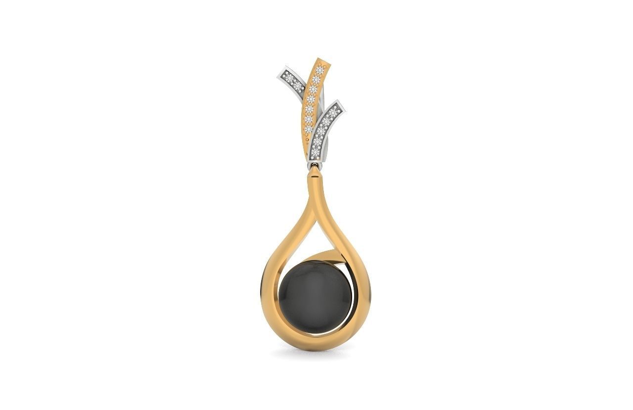 elegant set of earrings and pendant with pearls and stones 3D Model Collection_27