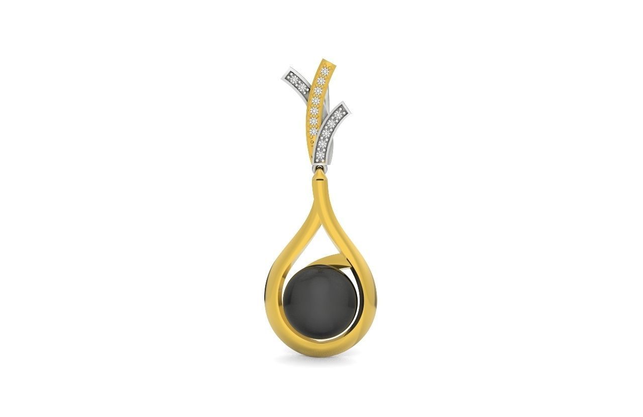 elegant set of earrings and pendant with pearls and stones 3D Model Collection_22